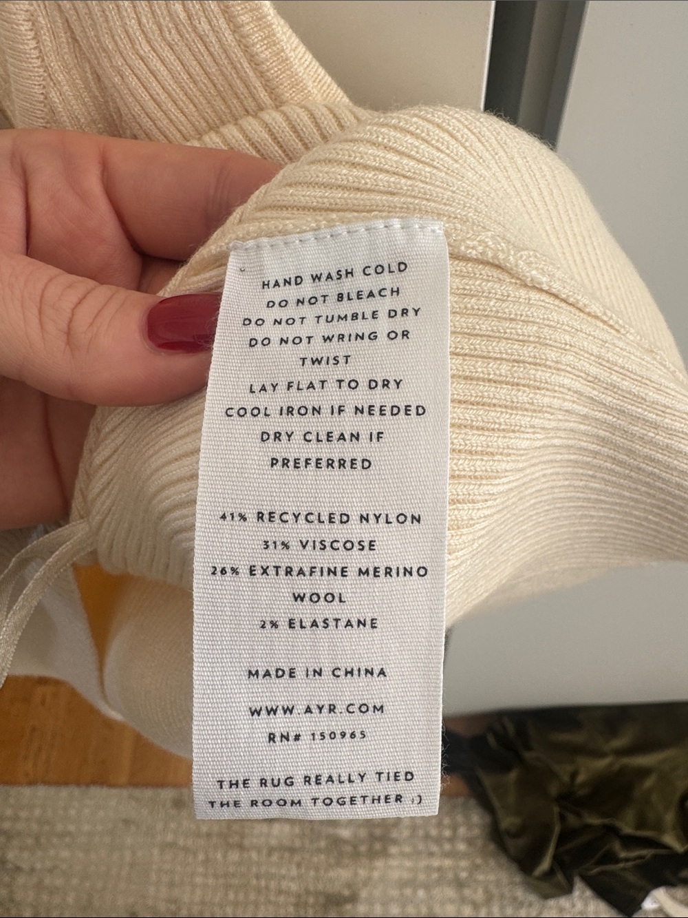 AYR Ribbed Cream Tank Top - Picture 3 of 3